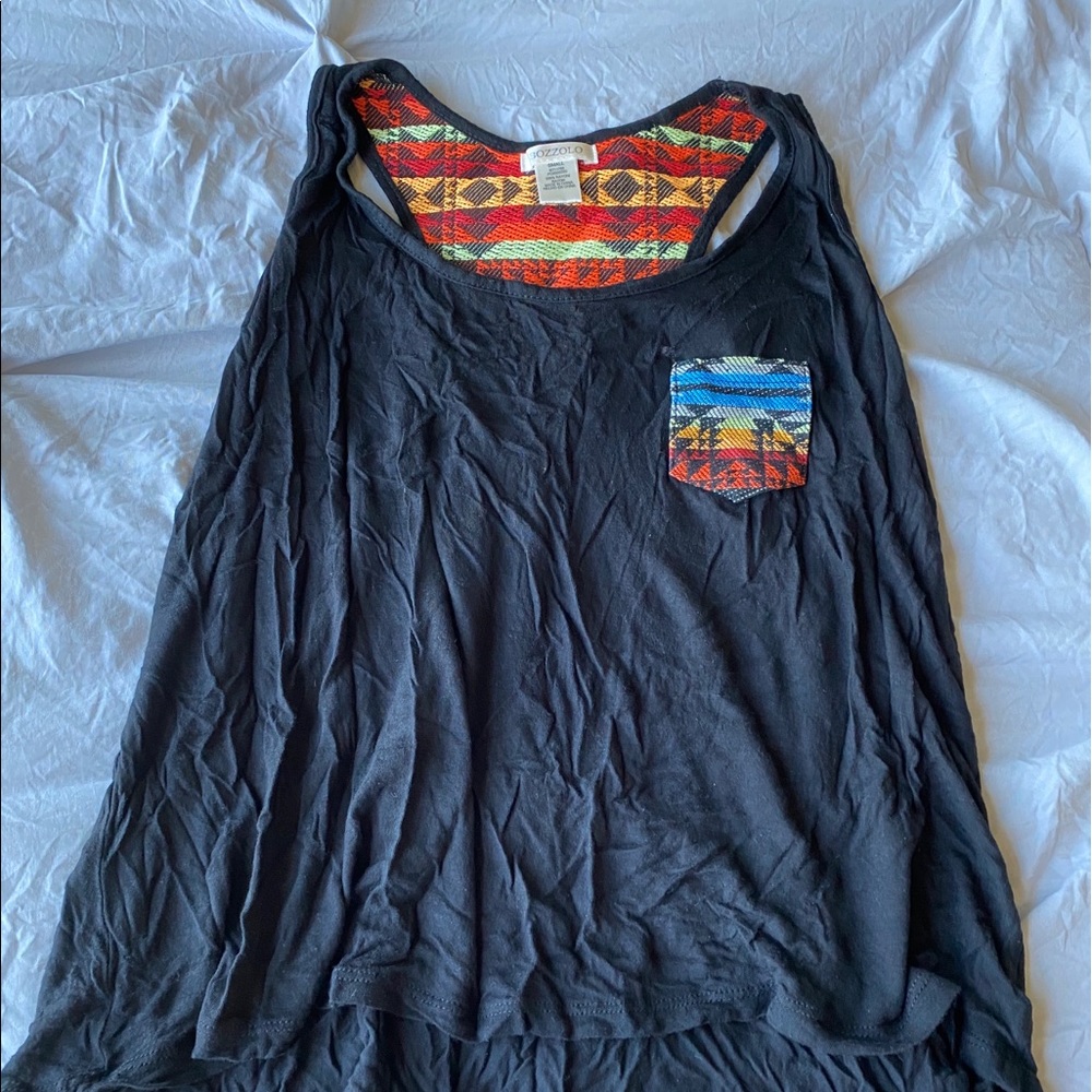 black halter tank top with rainbow chevron
